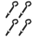 4 Pack Eye Bolts M6 X 50mm 304 Stainless Steel Threadedbolt Black Eye Hooks With Nut For Hanging Or Securing Cables 