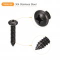 Uxcell 12 X 1-1 4 Phillips Pan Head Self-tapping Screw 50pcs 304 Stainless Steel Round Wood Full Thread Black