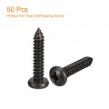 Uxcell 12 X 1-1 4 Phillips Pan Head Self-tapping Screw 50pcs 304 Stainless Steel Round Wood Full Thread Black