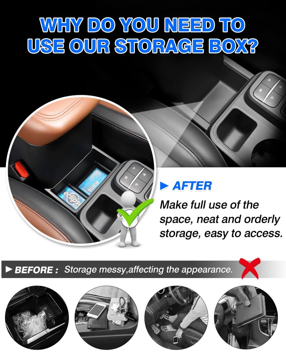 Gear Shift Storage Box For Ford Maverick 2022 2023 2024 Accessories Center Console Organizer Secondary Insert Tray With Black