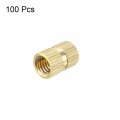 Uxcell Knurled Insert Nuts 100pcs M6 X 12mm Length 8 5mm Od Female Thread Brass Threaded Embedment Nut For 3d Printer