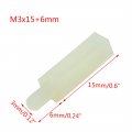 Hxchen 100pcs M3 X 15mm 6mm Male To Female Thread Nylon Plastic Hexagon Standoff Spacer Pillars White