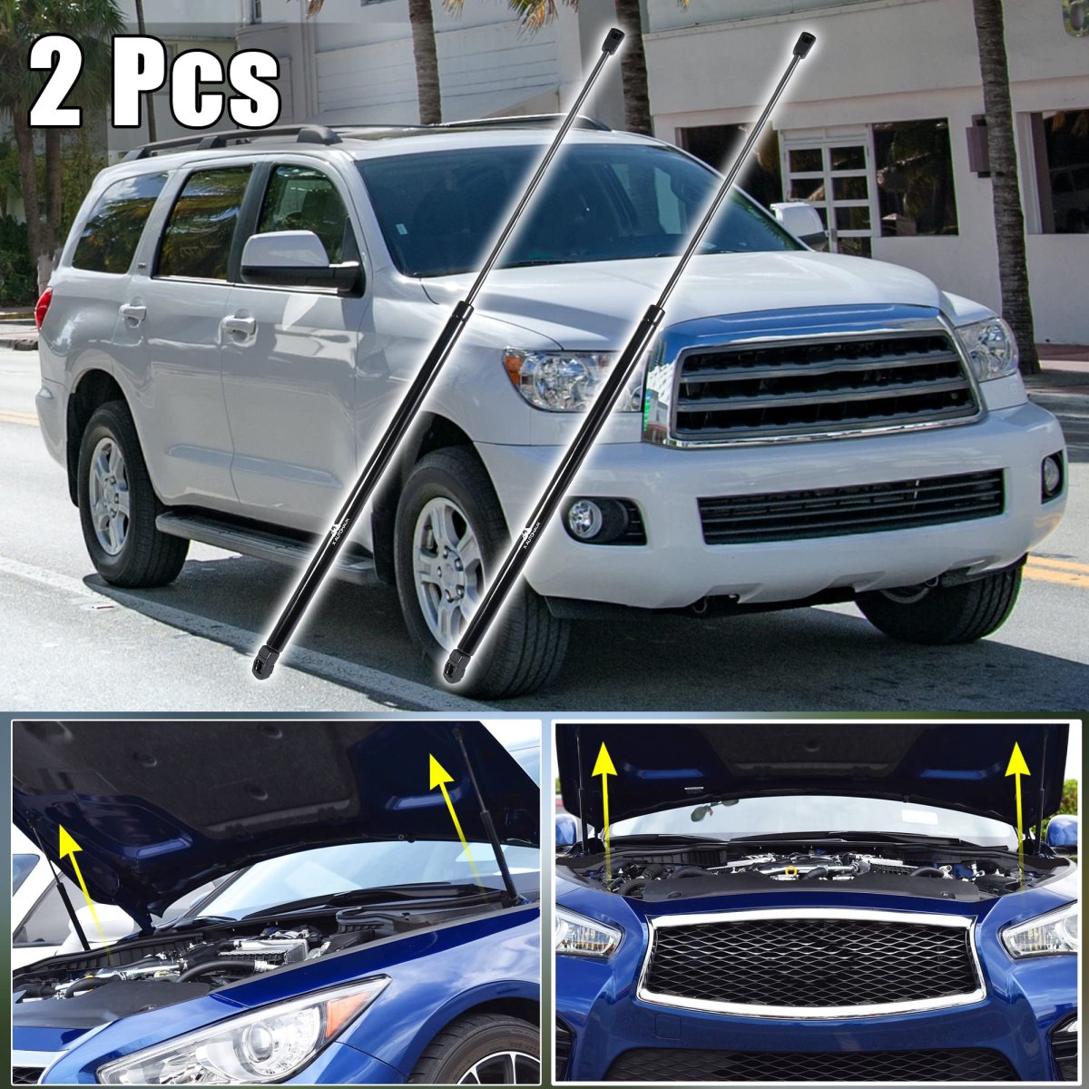 2pcs Front Hood Lift Supports Struts Shocks Gas Spring Sg229026b For Toyota Sequoia 2008-2014