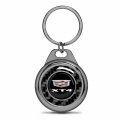 Ipick Image For Cadillac Xt4 Logo Real Black Carbon Fiber Gunmetal Roundel Metal Case Key Chain Keychain Exclusive Official
