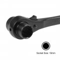 Uxcell 19 X 22mm 12 Point Scaffold Podger Ratchet Spanner Ratcheting Socket Wrench Tool Black