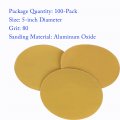 Waltyotur 100pcs Hook And Loop Sanding Discs 5 Inch No-hole 80-grit Sandpaper Backing Aluminum Oxide Round For Polishing