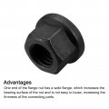 Uxcell M14 Flange Hex Nuts 2pcs Grade 12 9 Carbon Steel Black Oxide Finished For Machinery