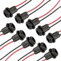 T10 W5w 194 Bulbs Female Sockets Connector Adapter Pack Of 10 Heat Resistant Abs And Copper Wire For Automotive Exterior Lights 