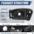 Auto Dynasty Factory Style Headlight Assembly For Dodge Ram 1500 2500 3500 2006 Driver Passenger Side Black Housing Amber