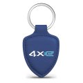 Jeep 4xe Blue Shield Shape Genuine Leather Key Chain Official Licensed Modern Style Pendant 2 25 In X 1 75 