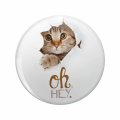 Kitty Oh Hey Double Sided Stainless Steel Keychain With 3d Resin Design Round 1 25 In Novelty Key Ring For Backpacks And 