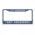 Metal Insert License Plate Frame 173rd Airborne Sky Soldiers Military Weatherproof Car Accessories Chrome 2 Holes Solid Set Of 