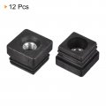 Uxcell 4pcs Inserts For Square Tubes With M10 Thread 1 26 X1 Od Tube Black Plastic Plug Caster Insert Chair End Caps Furniture