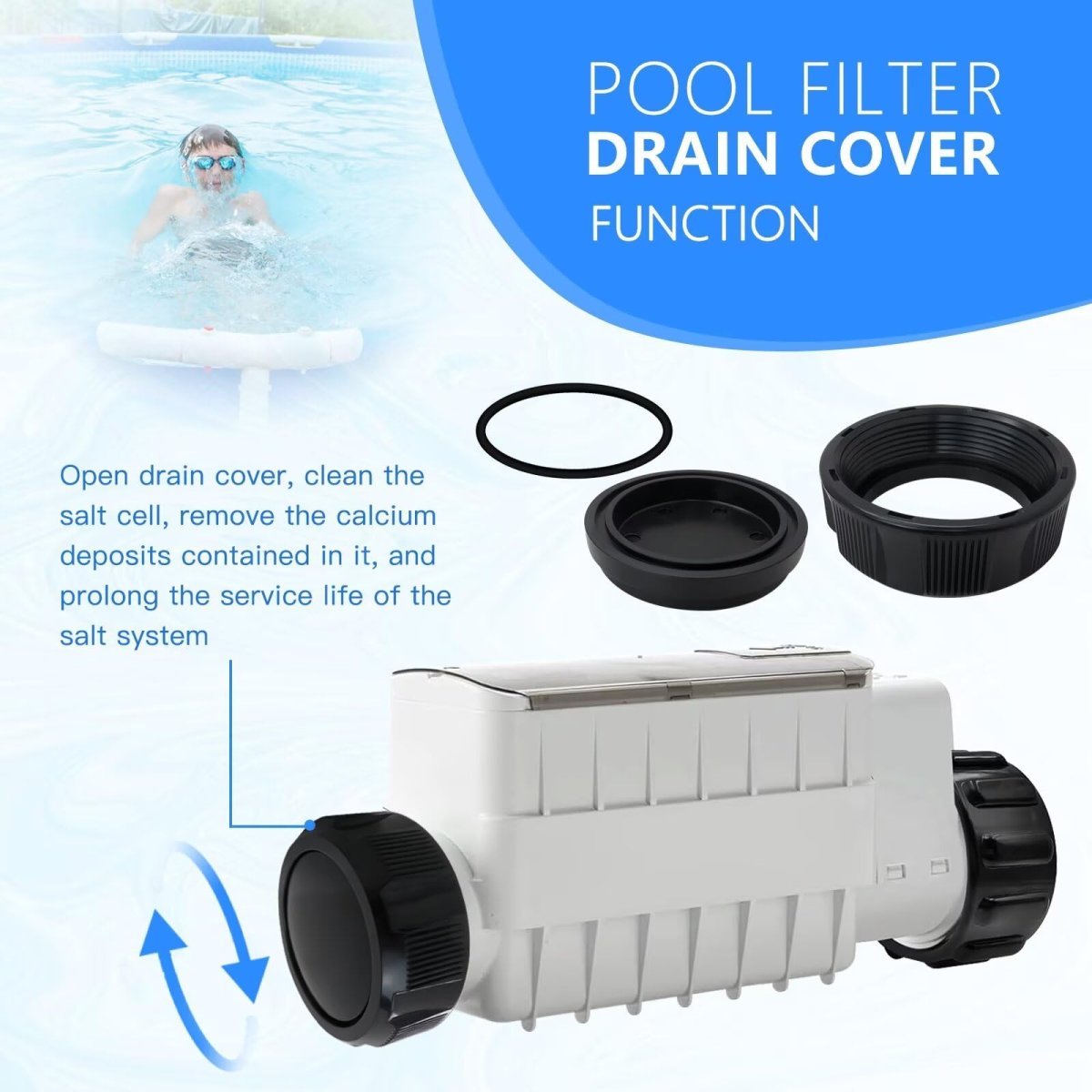 R0523000 Filter Drain Cap Assembly For Zodiac Jandy Dev Cv Del Cs Cl Cl340 Cl460 Cv460 Cv580 Dev48 Cs150 Cs200 Series Pool Salt