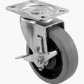 Shepherd Hardware 9736 400 Series 4-inch Swivel Plate Caster Rubber Wheel With Brake 250-lb Load Capacity 
