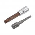 Uxcell M12 Spline Bit Socket 1 2 Square Drive Cr-v Sockets S2 Steel Bits 4 Length With Hex Shank Power Drill Adapter