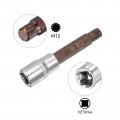 Uxcell M12 Spline Bit Socket 1 2 Square Drive Cr-v Sockets S2 Steel Bits 4 Length With Hex Shank Power Drill Adapter