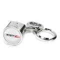 Dodge Srt-8 Logo In White Chrome Finish Engine Piston And Rod Metal Key Chain