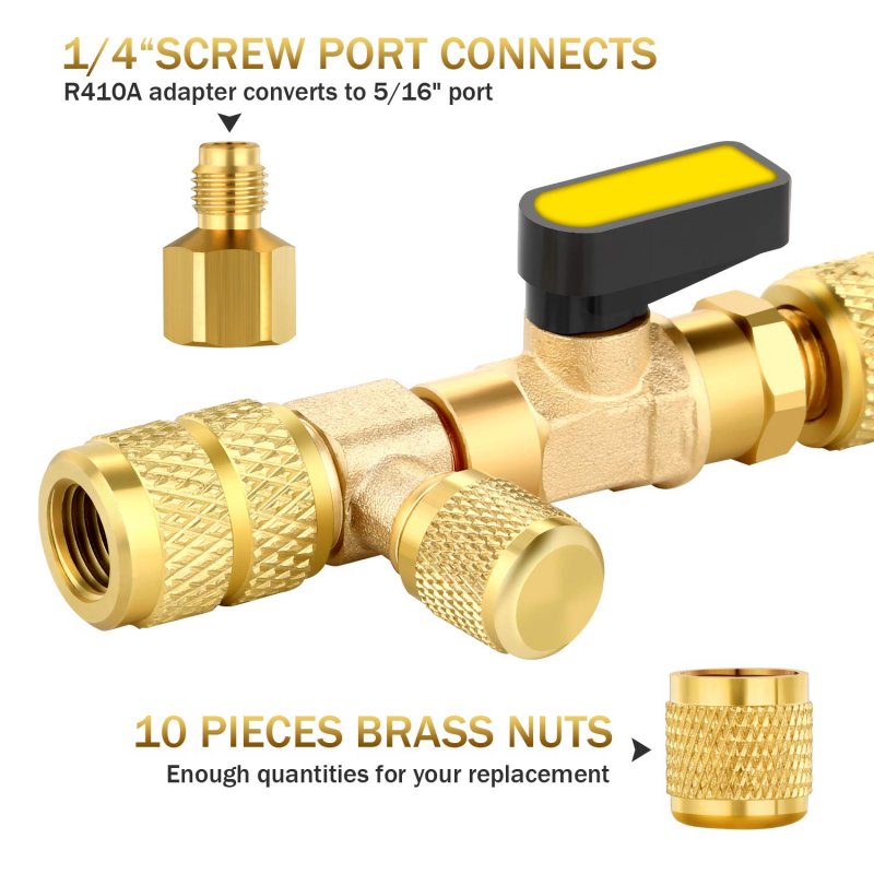 Valve Core Remover Installer Tool With Dual Size Sae 1 4 And 5 16 Port 20 Cores Teflon Seal 10 Brass Nuts For R22 R12 R407 R410
