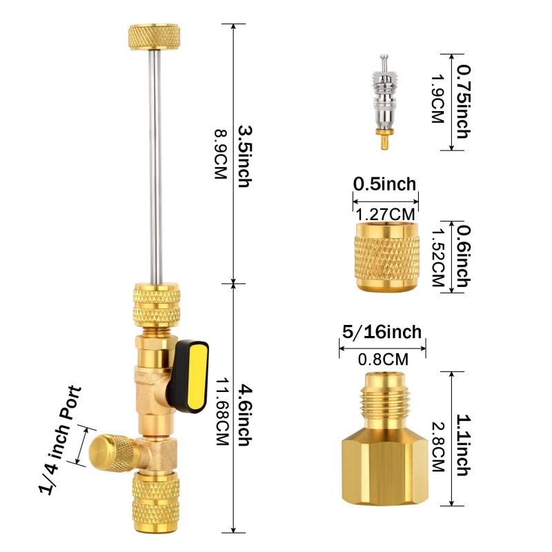 Valve Core Remover Installer Tool With Dual Size Sae 1 4 And 5 16 Port 20 Cores Teflon Seal 10 Brass Nuts For R22 R12 R407 R410