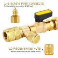 Valve Core Remover Installer Tool With Dual Size Sae 1 4 And 5 16 Port 20 Cores Teflon Seal 10 Brass Nuts For R22 R12 R407 R410