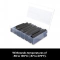 3m Heat Shrink Tubing Fp-301-black Assorted Black Kit 1 With 102 Tubes