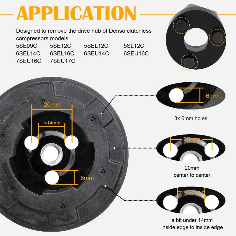 A C Compressor Clutch Hub Remover Tool For Denso Clutchless Compressors 5se09c 5se12c 5sel12c 5sl12c 6sel14c 6sel16c 6seu14c