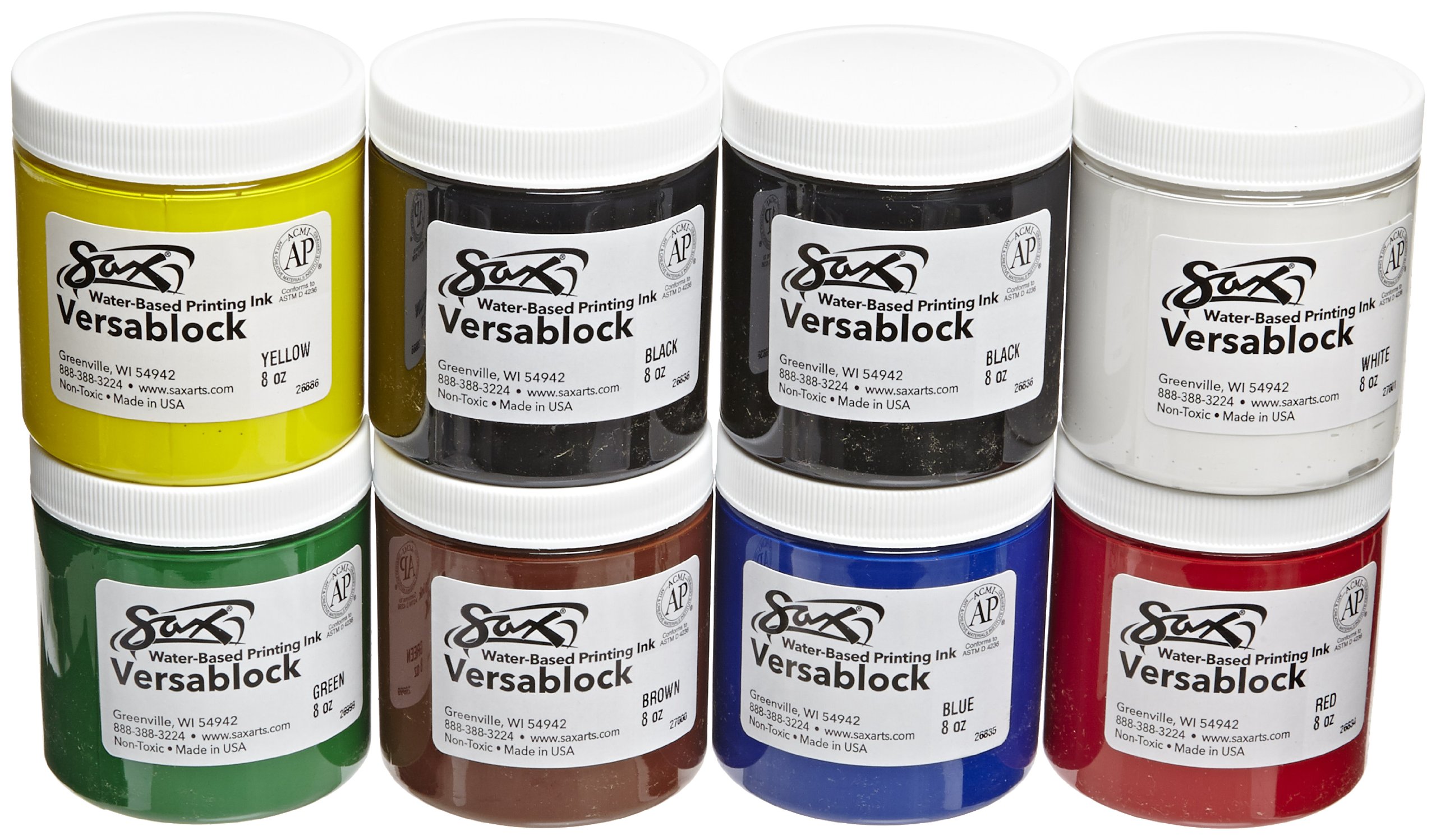 Sax Versablock Water Based Block Printing Ink 8 Ounces Set of Assorted