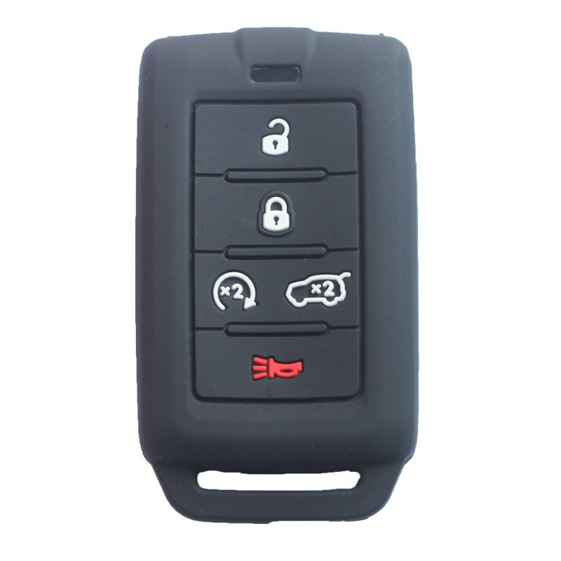 Kcpros 2pcs Rubber Silicone 5 Buttons Smart Key Fob Cover Case Skin Protector Keyless With Keychain For Jeep Grand Cherokee