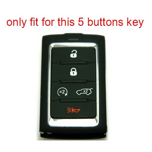 Kcpros 2pcs Rubber Silicone 5 Buttons Smart Key Fob Cover Case Skin Protector Keyless With Keychain For Jeep Grand Cherokee