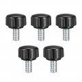 M5 X 10mm Metric Male Thread Knurled Clamping Knobs Grip Thumb Screws Plastic Threaded Hand Bolt Black 5 Pcs 