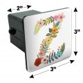 Letter Z Floral Monogram Initial Tow Trailer Hitch Cover Plug Insert For 2 In Receivers Black Abs Plastic Modern Style