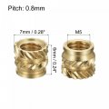 Uxcell Knurled Insert Nut M5 X 6mm L 7mm Od Female Thread Brass Embedding 30 Pcs