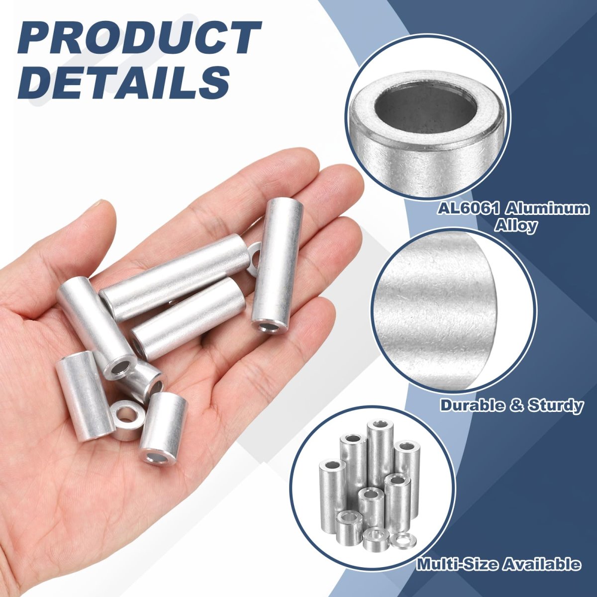 10pcs Aluminum Spacer 1 2 In Od X 5 16 Id 1-5 Length Round Metal Screw Standoff Bushing Plain Finish Unthreaded For Screws