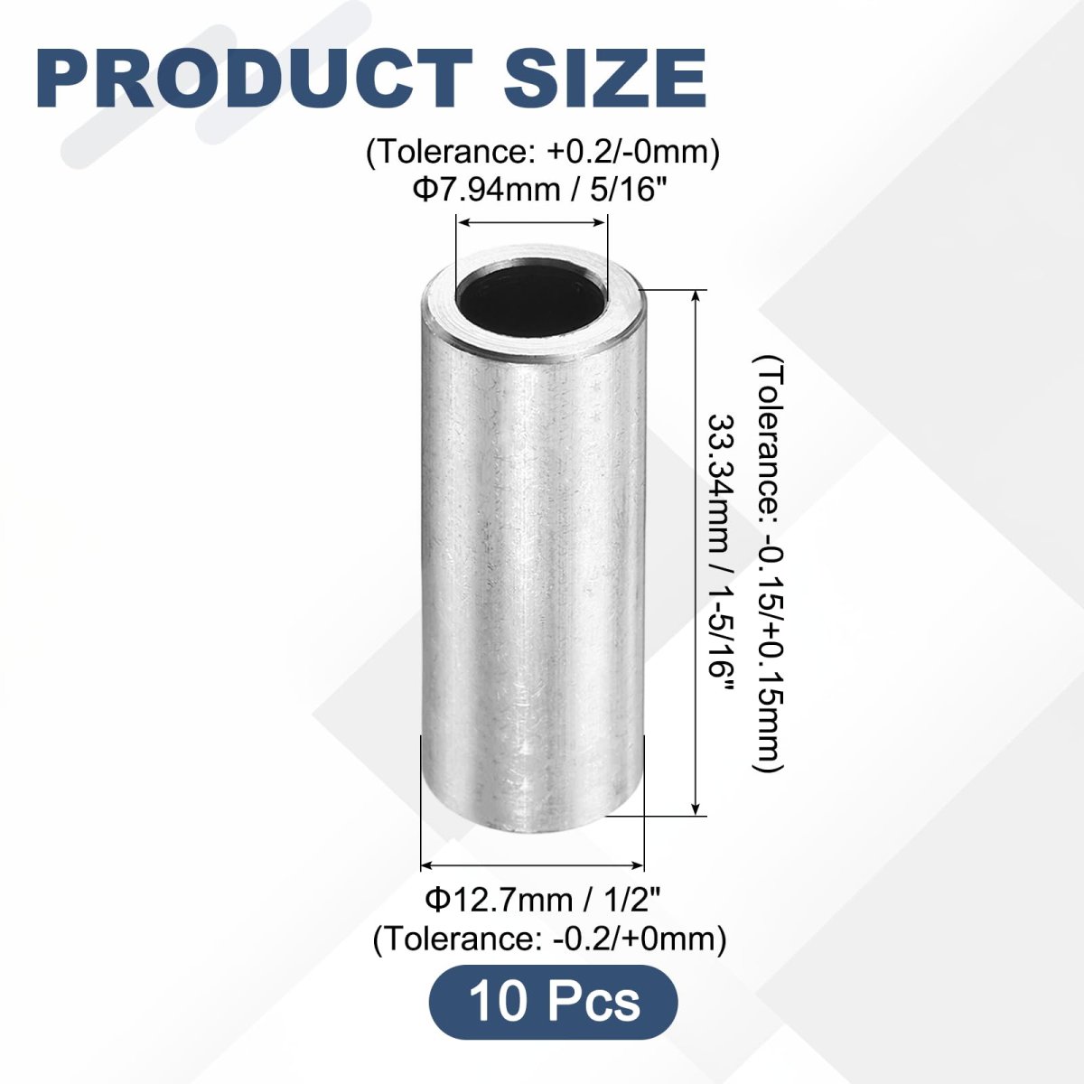 10pcs Aluminum Spacer 1 2 In Od X 5 16 Id 1-5 Length Round Metal Screw Standoff Bushing Plain Finish Unthreaded For Screws