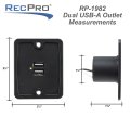 Rv Usb Charger Outlet Two Ports With Led Indicator 9-16v Input 5v Output 2 4 Amp Rectangular Black Rp-1982