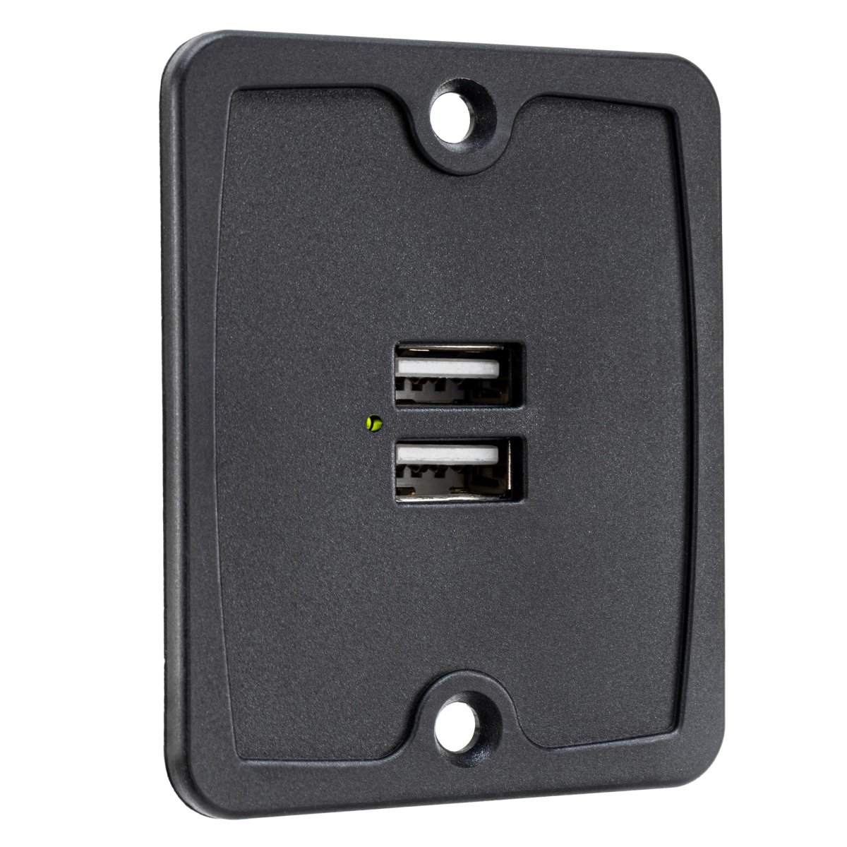 Rv Usb Charger Outlet Two Ports With Led Indicator 9-16v Input 5v Output 2 4 Amp Rectangular Black Rp-1982