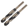 2pcs Reduced Shank Twist Drill Bits 17mm Black Nitride Gold Titanium Coated High Speed Steel 4341 With 10mm For Stainless Alloy 