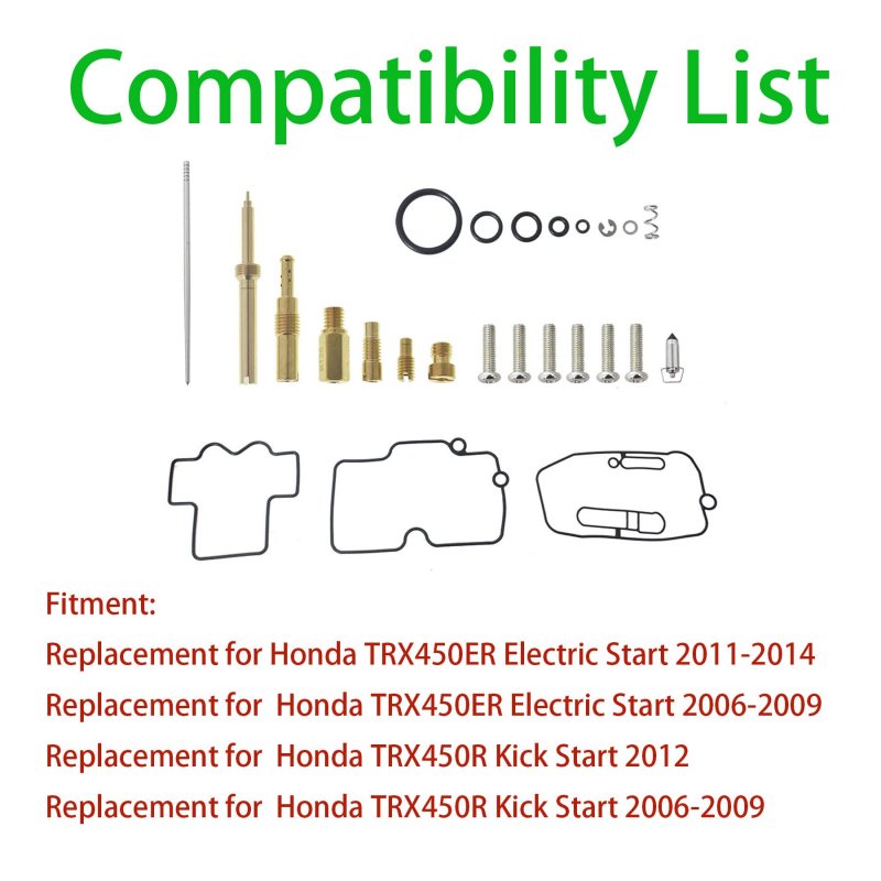 Carburetor Repair Carb Rebuild Kit Replacement For Honda Trx450r And Trx450er 2006 To 2014