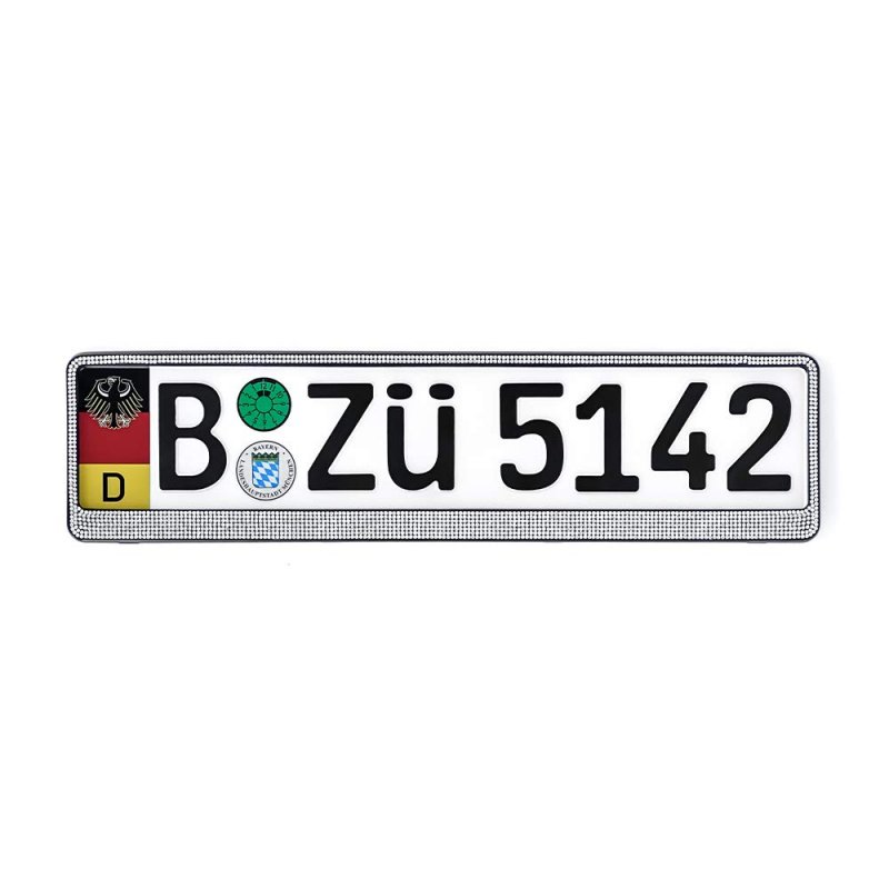 Diamond Style Euro License Plate Holder Universal Mounting Frame Bracket With Crystal Rhinestones For Cars 20 5 In X 4
