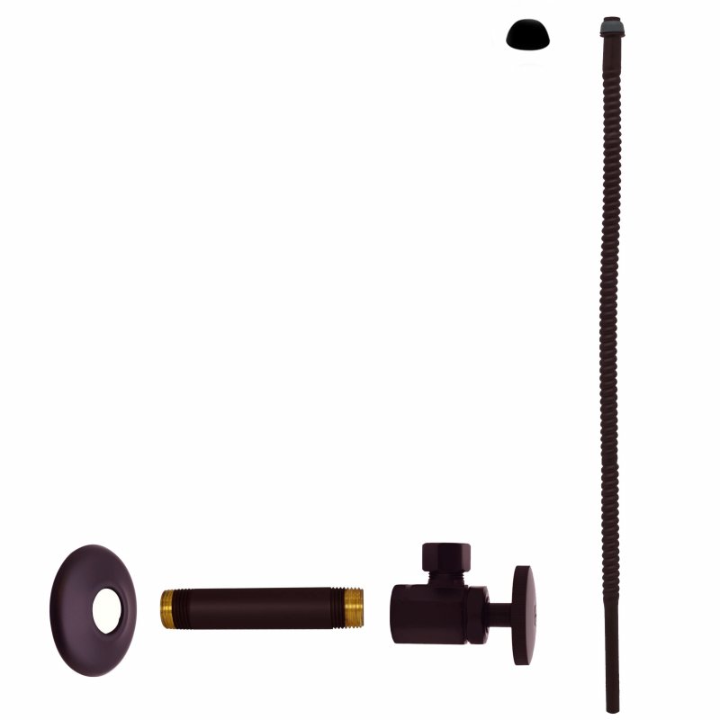 Westbrass D103k20-12 1 2 Ips X 3 8 Od 20 Corrugated Riser Supply Line Kit With Round Handle Angle Shut Off Valve For Faucet And
