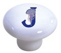 Set Of 2 Letter J Alphabet Ceramic Cabinet Drawer Pull Knobs 
