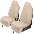 Leader Accessories 2pcs Beige Waterproof Towel Auto Car Seat Cover Protector Machine Washable Fit Yoga Running Crossfit 