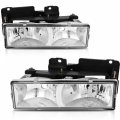 Headlight Assembly For Chevy C1500 K1500 C2500 Suburban 1992-1999 For Tahoe 1995-1999 Chrome Housing Clear Lens Headlamps 