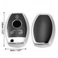X Autohaux Car Key Fob Cover 3 Button Remote Case With Keychain Silver Tone For Mercedes Benz C E S M Cls Clk G