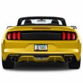 Ford Mustang Outline In Yellow Dual Logos Black Metal License Plate Frame