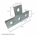 4 Hole T Shaped Flat Plate Connector For 1 2 Bolt In 1-5 8 Strut Channel Heavy Duty Electro-galvanized