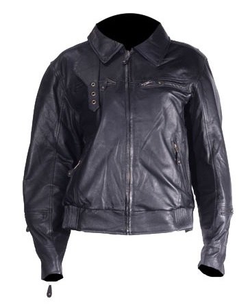 Womens Padded And Vented Leather Motorcycle Jacket Size Xs X-small