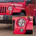 Headlight Turn Signal Grill Guard Protector Cover Kit For Jeep Wrangler Jk Black Round 