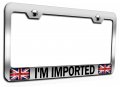 I M Imported British England Chrome Metal License Plate Frame Tag Holder Heavy Duty Steel Weatherproof Universal Fit For Us And